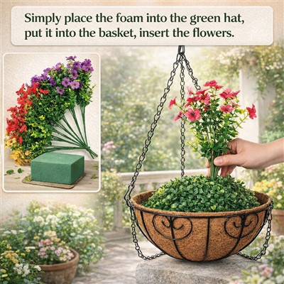 人工吊り花バスケット UV 耐性屋外装飾